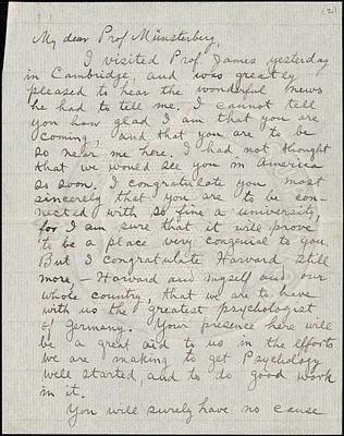 Delabarre, Edmund Burke, 1863-1945 autograph letter signed to Hugo Münsterberg, Providence, R.I., 17 April 1892