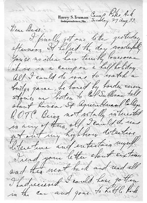 Letter from Harry S. Truman to Bess W. Truman