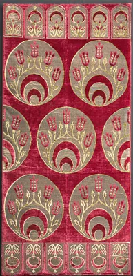 Brocaded velvet cushion cover with crescents