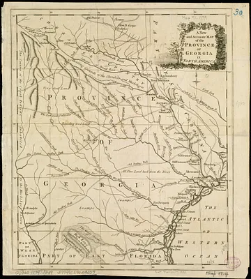 A New and accurate map of the province of Georgia in North America