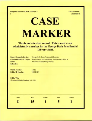 [Presidential Daily Backup] 3/31/1991
