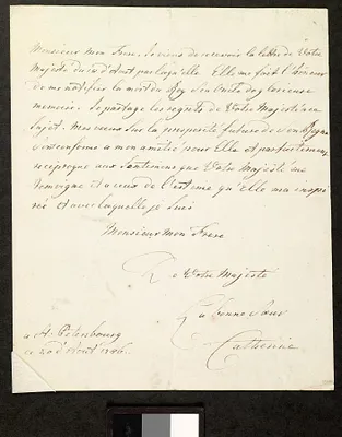 Letter from Catherine the Great to Frederick William III