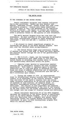 Letter from the President to the Congress of the United States regarding the progress of the World Weather Program