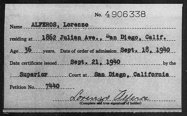Alferos, Lorenzo - 1940