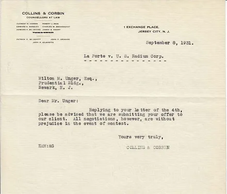 Letters Received to Milton M. Unger, September 8, 1931