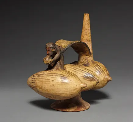 Stirrup Jar with Monkey and Three Fruits
