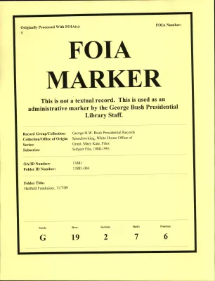 Hatfield Fundraiser 11/7/89 [OA 4421]