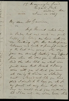 Letter from William Robson, 59 Warrington(?) Road, Regents Park, London, NW, to William Lloyd Garrison, June 10, 1867