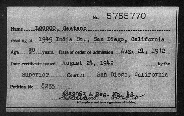 Lococo, Gaetano - 1942