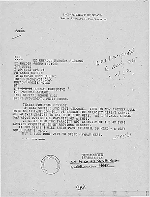 Cable from Graham Martin, Ambassador to South Vietnam, to Admiral Gaylor, Concerning the Evacuation of Saigon
