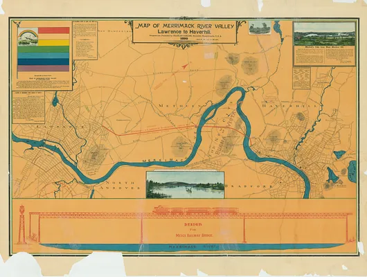 Map of Merrimack River valley Lawrence to Haverhill