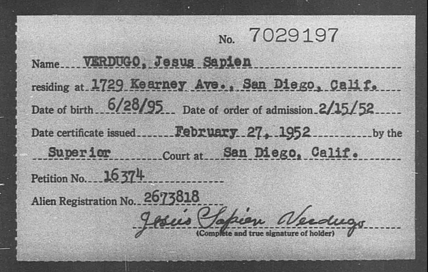 Verdugo, Jesus Sapien - 1952