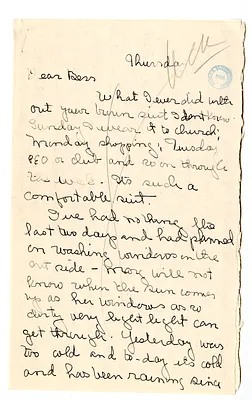 Letter from Natalie Wallace to Bess W. Truman