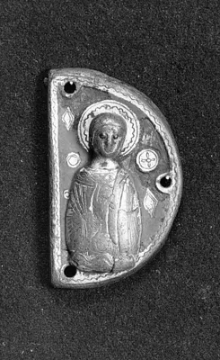 Buckle ? (fragmentary); Female saint?