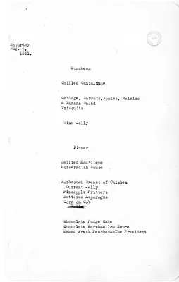 White House Luncheon and Dinner Menu