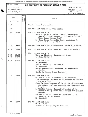 President Gerald R. Ford's Daily Diary, October 06, 1975
