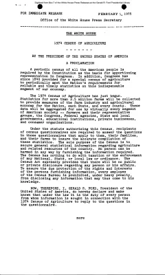 1974 Census of Agriculture [Proclamation]