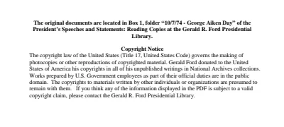 10/7/74 - George Aiken Day