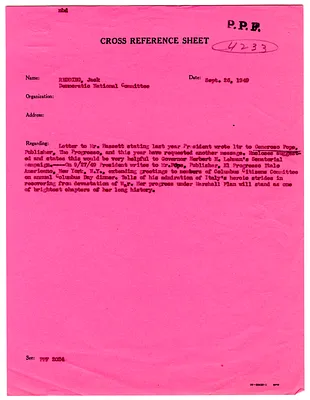 Cross Reference Memorandum