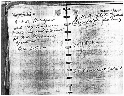 Lyndon Johnson's 1953 Desk Diary, beginning 7/29/1953