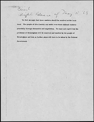 Statement on Birmingham Bombings May 18, 1963