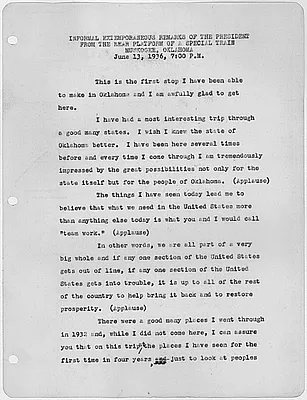 Extemporaneous remarks on a train in Muskogee, Oklahoma