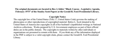 Black Caucus - Legislative Agenda, February 1975