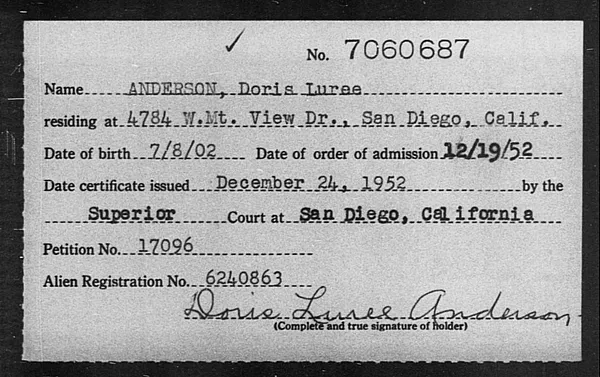 Anderson, Doris Luree - 1952
