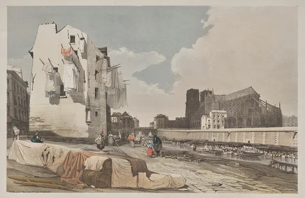Picturesque Architecture in Paris, Ghent, Antwerp, Rouen:  Nôtre Dame, Paris, from the Quai St. Bernard