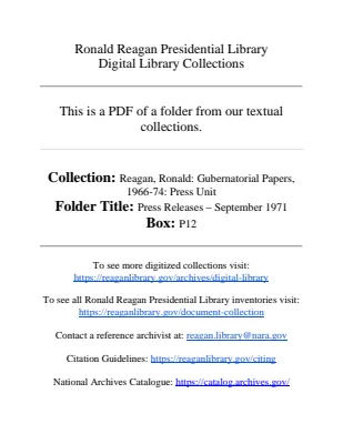 Press Releases - September 1971