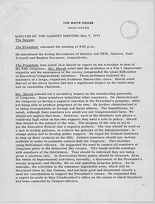 Ford Administration Minutes of the Cabinet Meeting