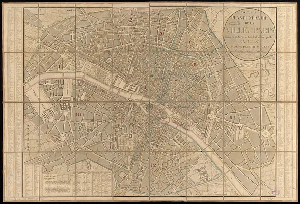 Nouveau plan itinéraire de la ville de Paris divisé en 12 arr. avec tous les edifiees publics