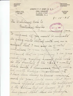 Letters Received, September 10, 1925