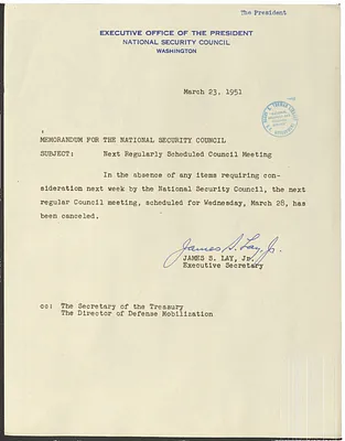 Memorandum from James S. Lay, Jr. to the National Security Council