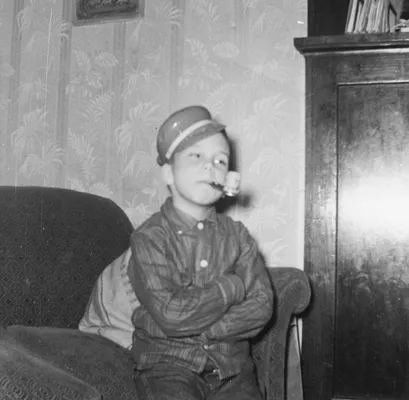 Gary Nervig with a Popeye: the Sailor Man hat and pipe, 1958