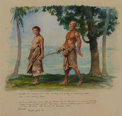 Blind Man and His Daughter, Vaiala, Samoa