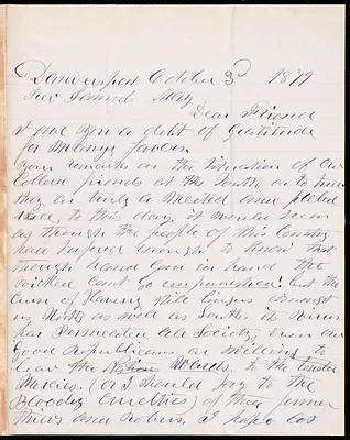 Letter from Joseph Merrill, Danversport, [Mass.], to Samuel May, October 3rd, 1879
