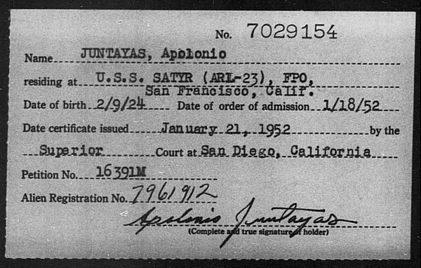 Juntayas, Apolonio - 1952