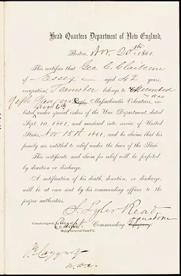 Civil War enlistment paper