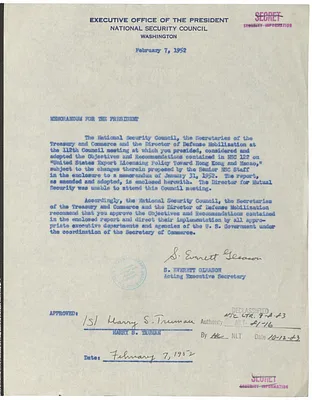 Memorandum from S. Everett Gleason to President Harry S. Truman
