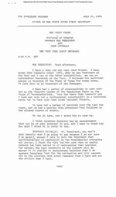 Exchange of remarks between the President and John Connally [Ford Speech or Statement]