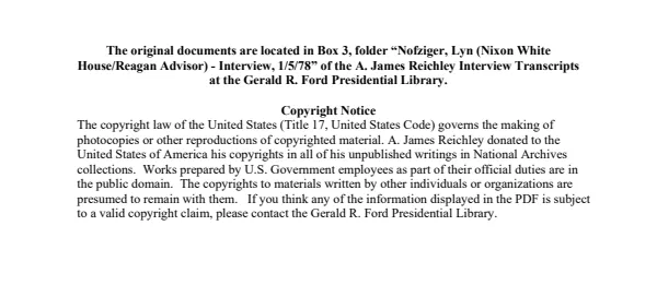 Nofziger, Lyn (Nixon White House/Reagan Advisor) - Interview, 1/5/78