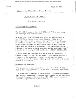 10:00 a.m. Posting [Notice to Press]