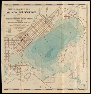 Hydrographic map of Lake Monona, Dane Co., Wisconsin and of the adjacent topography