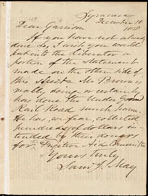 Letter from Samuel Joseph May, Syracuse, [N.Y.], to William Lloyd Garrison, December 10 1858