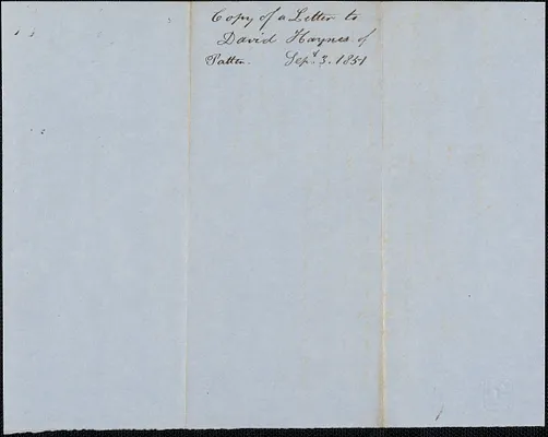 Copy of a letter from Samuel Warner to David Haynes, 3 September 1851
