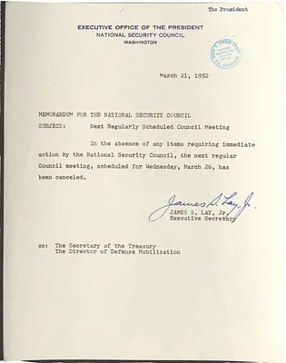 Memorandum from James S. Lay, Jr. to the National Security Council