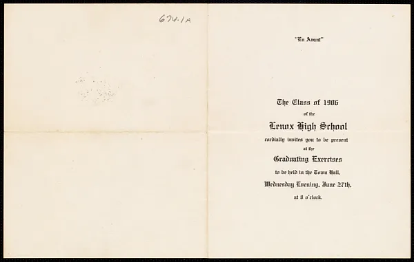 The Class of 1906 Lenox High School graduating exercises