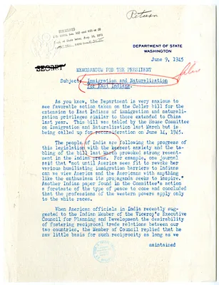 Memorandum from Joseph Grew to President Harry S. Truman