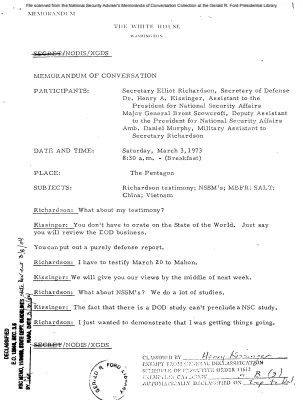 March 3, 1973 - Kissinger, Elliot Richardson